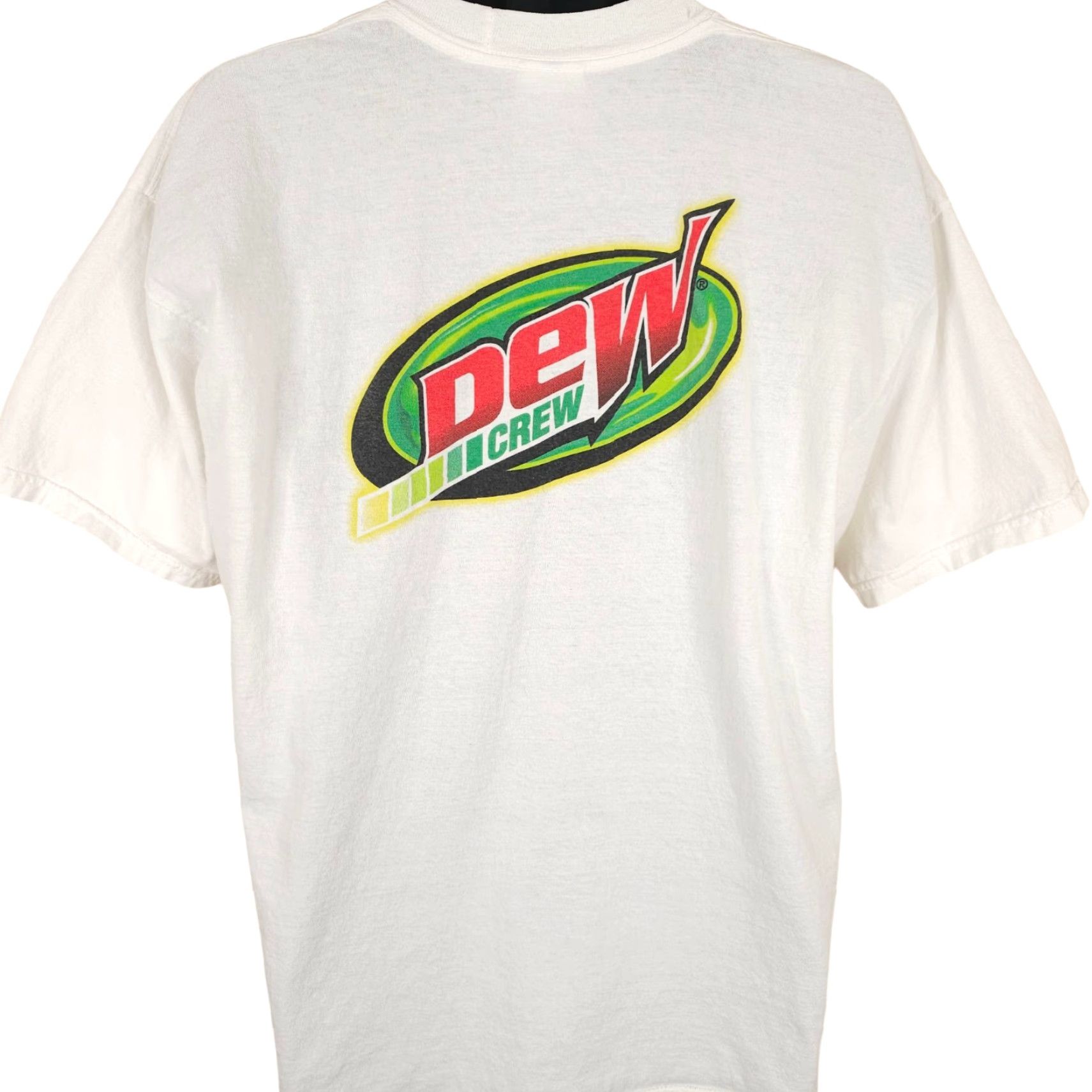 Gildan VINTAGE Mountain Dew Crew T Shirt Mens XL White Y2K Soda Snack Tee Brand Gildan Short Sleeve Cap Graphic Print Double-Sided Mens Shirts Tee Size US XL / EU 56 / 4 - 4 Thumbnail