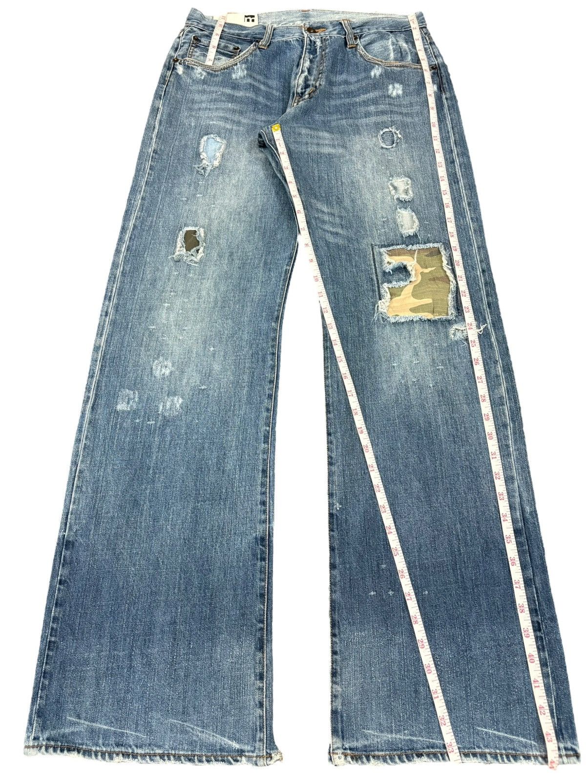 Japanese Brand Vintage Japanese Brand Patches Distressed Bootcut Flare Jean Size US 31 - 11 Thumbnail