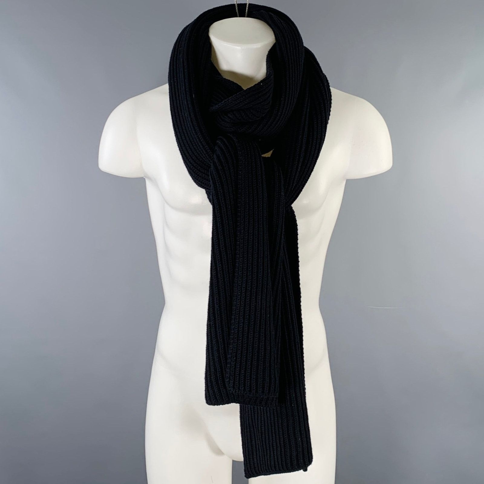 Max Mara MAX MARA Black Ribbed Knit Scarf Size ONE SIZE - 4 Thumbnail