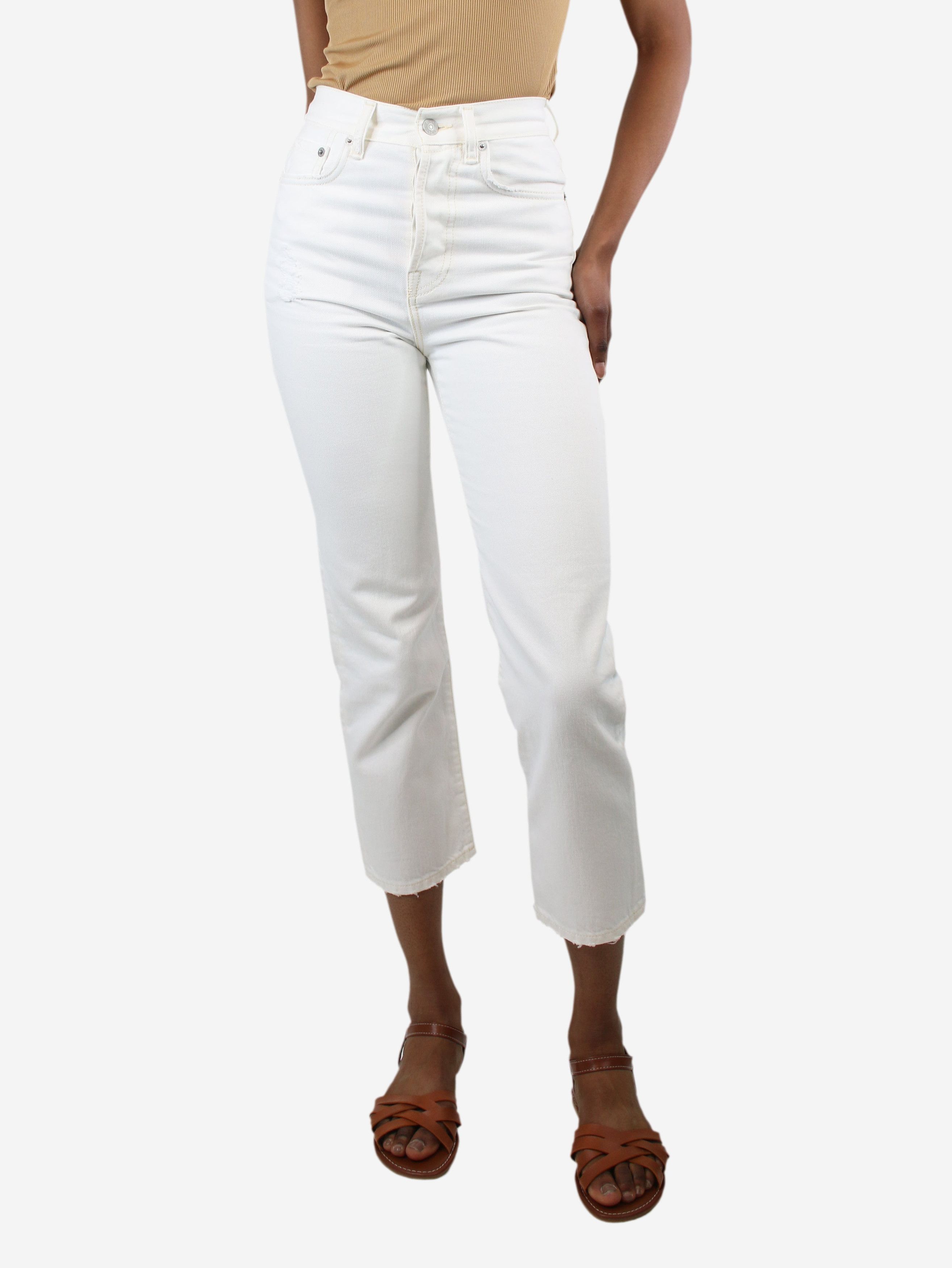 image of Acne Studios White High-Rise Cut Straight-Leg Jeans - Size Uk 6, Women's