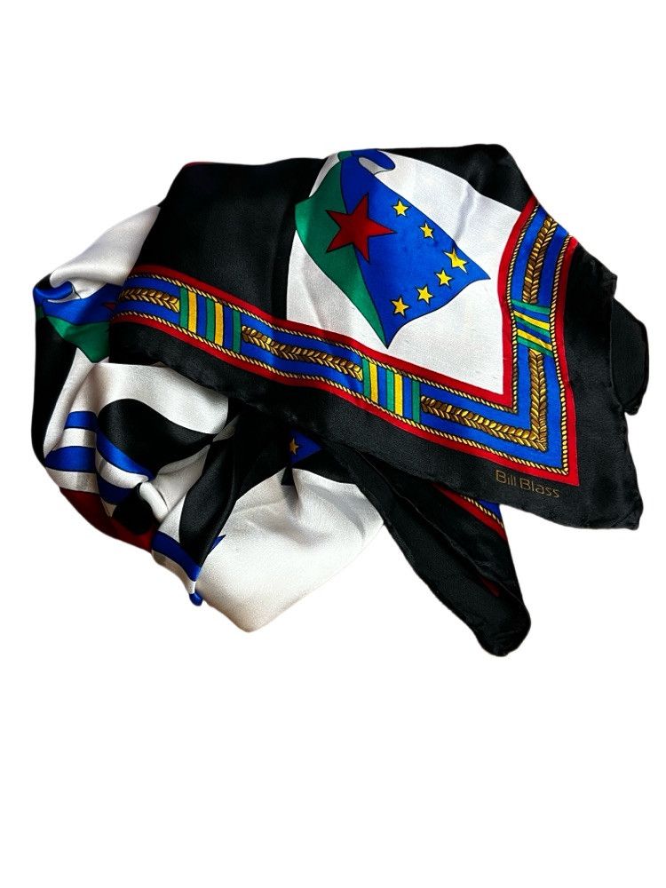 Bill Blass Vintage 1980's-1990's Bill Blass Branded Flag Print Scarf Size ONE SIZE - 1 Thumbnail