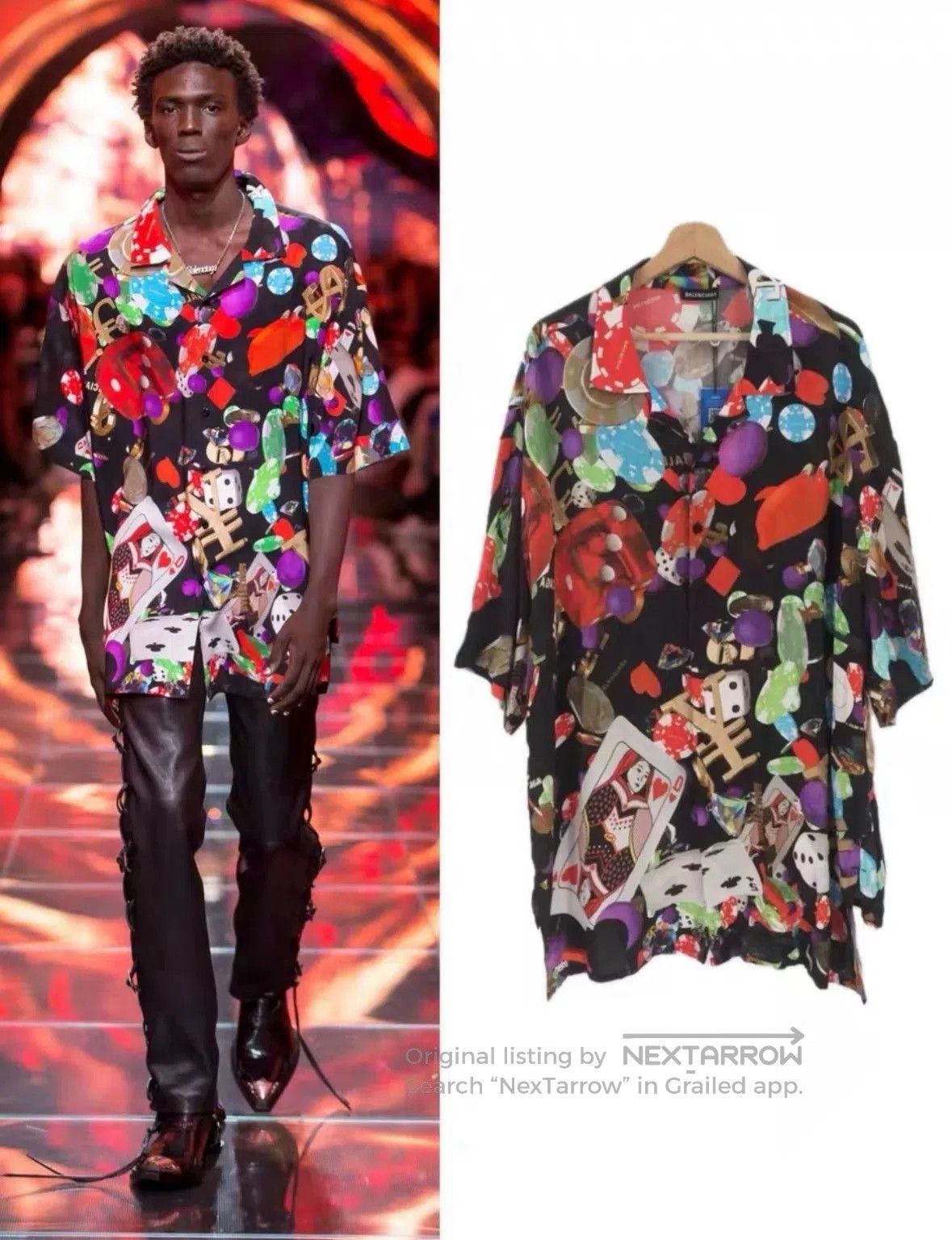 Balenciaga balenciaga black casino print short sleeve shirt. Size US M / EU 48-50 / 2 - 1 Thumbnail