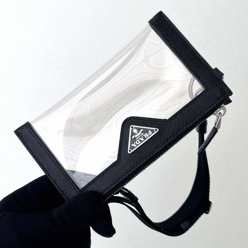 Prada Prada PVC Transparent Card Wallet Neck Strap Size ONE SIZE - 1 Thumbnail