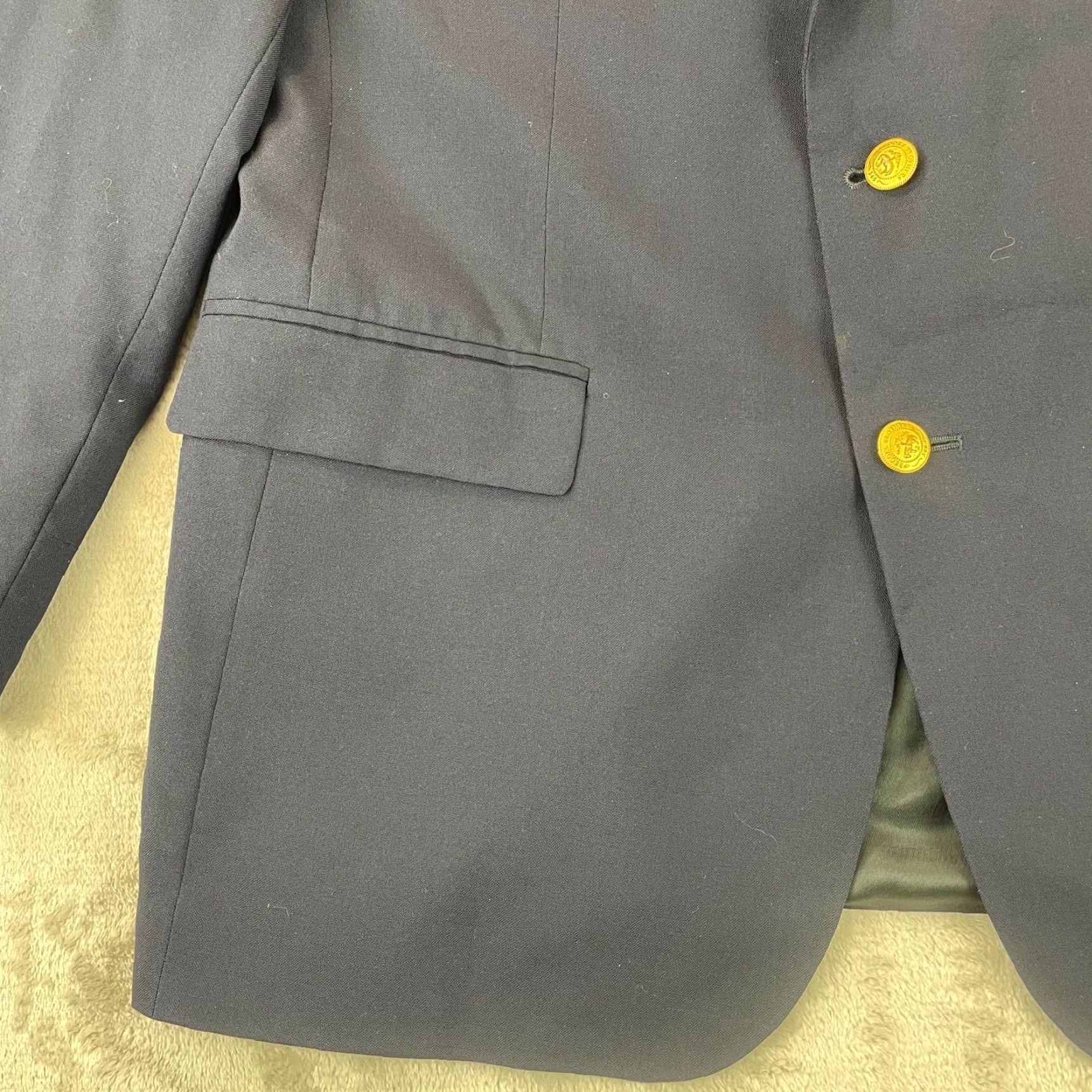 Brooks Brothers Brooks Brothers Blazer Men 44R Navy Blue 346 100% Worsted Wool Gold Buttons - Two-Button Notch Lapel Regular Fit Solid Wool Dress Jacket Size 44R - 5 Thumbnail