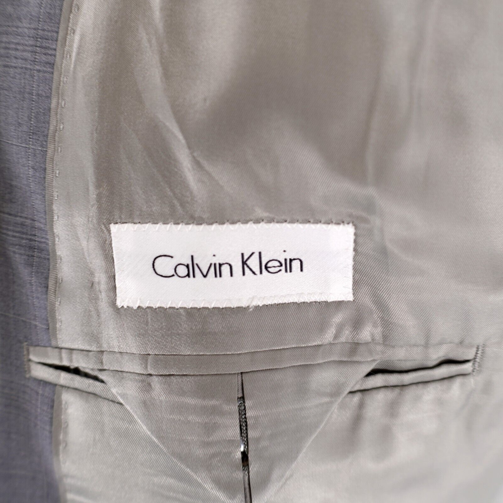 Calvin Klein Calvin Klein Wool Gray Plaid Windowpane 2 Button Blazer 38S Size 38S - 9 Thumbnail