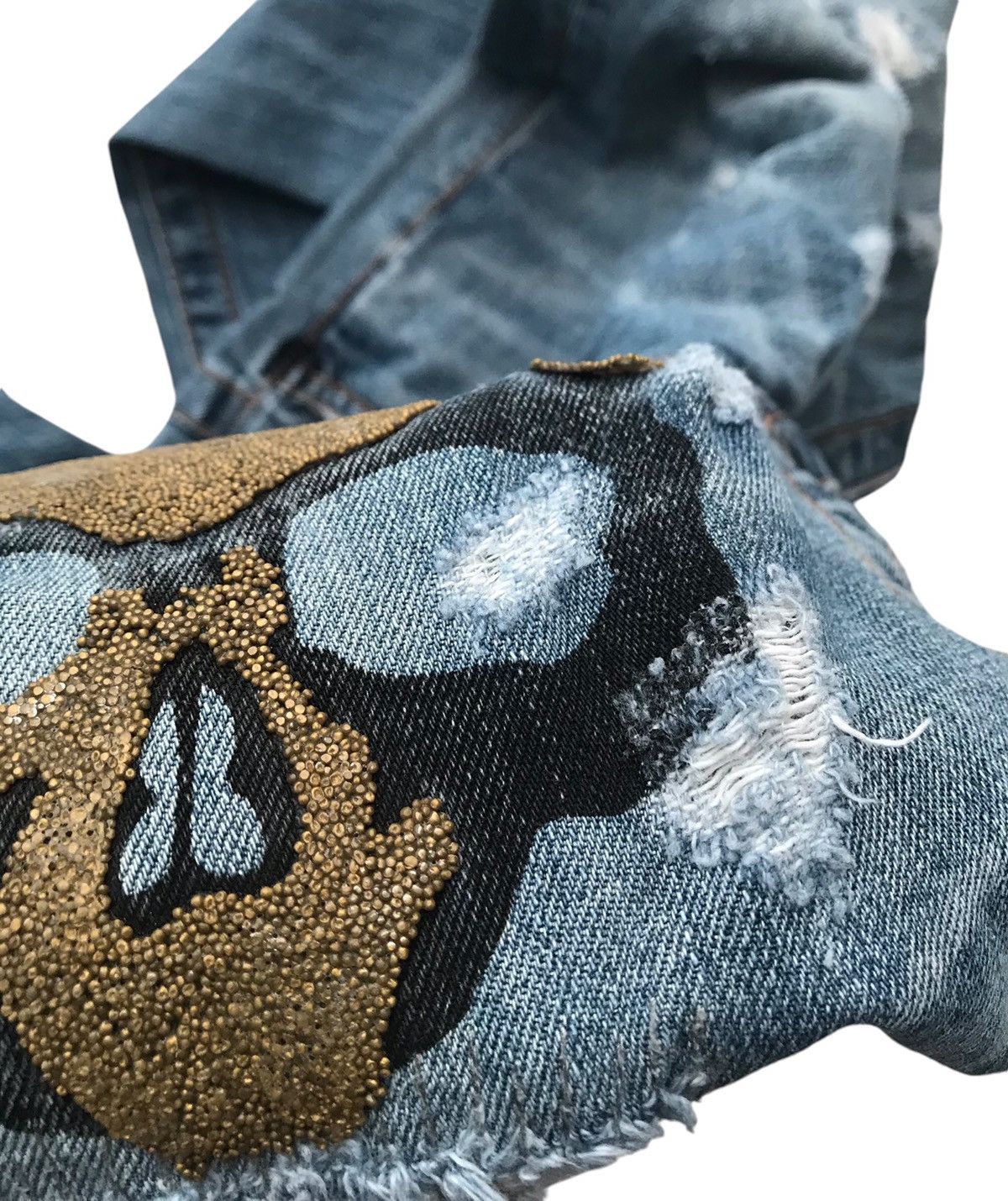 Japanese Brand Ripped Skull Motif Distressed Denim Pants Size US 32 / EU 48 - 5 Thumbnail