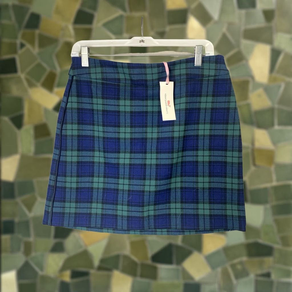 Vineyard Vines Vineyard Vines Skirt Womens Size 8 Blackwatch Tartan Plaid Mini Ponte Blue/Green Zipper Knit Size 30" / US 8 / IT 44 - 1 Thumbnail