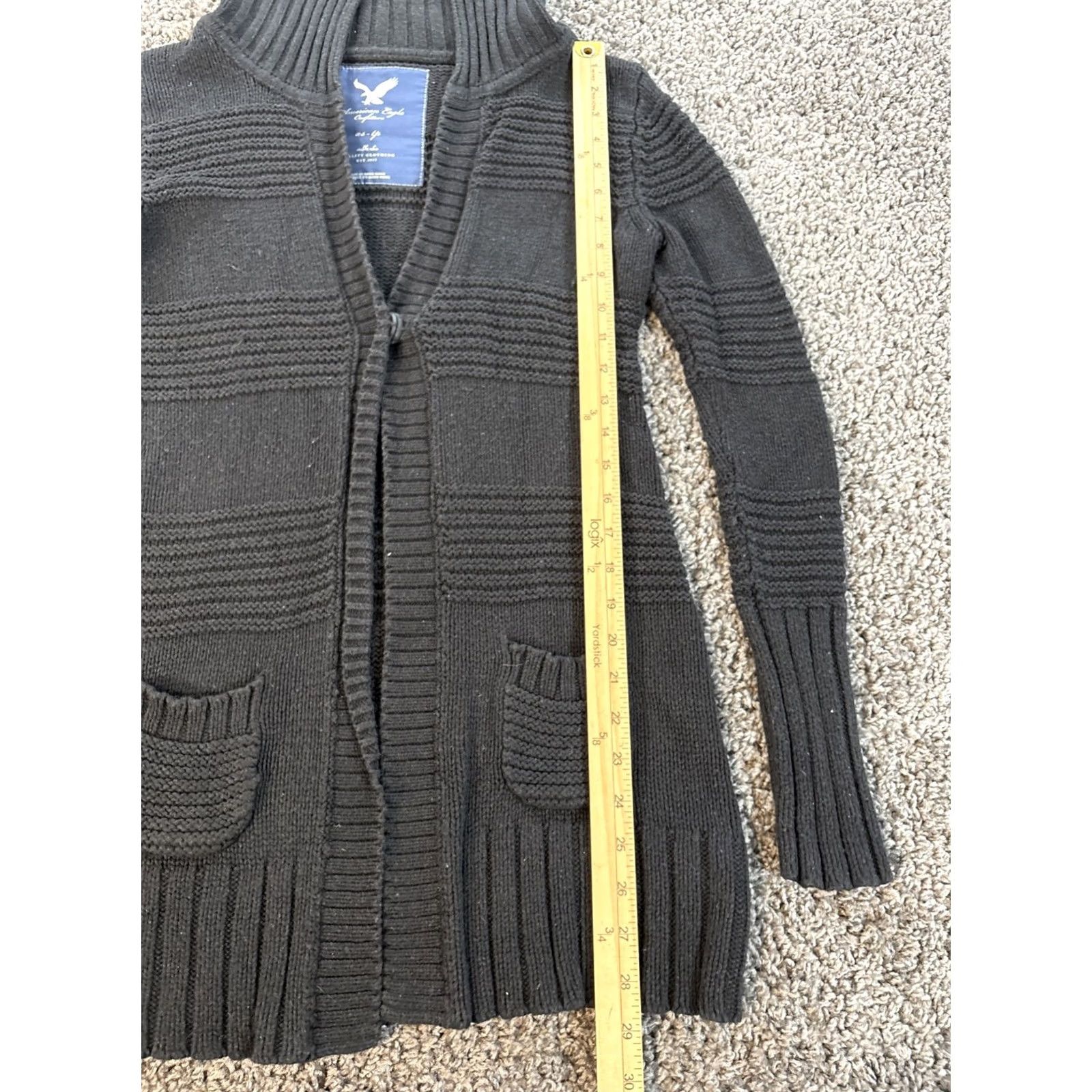 American Eagle Outfitters VINTAGE American Eagle Outfitters Cardigan Sweater Womens XS Black Chunk Knit BellaSwan Y2K Size XS / US 0-2 / IT 36-38 - 2 Thumbnail