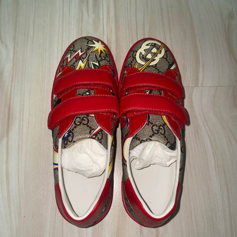 Gucci Gucci Red Slip-On Sneakers with Graphic Design - Size US 5 / EU 37 - 6 Thumbnail