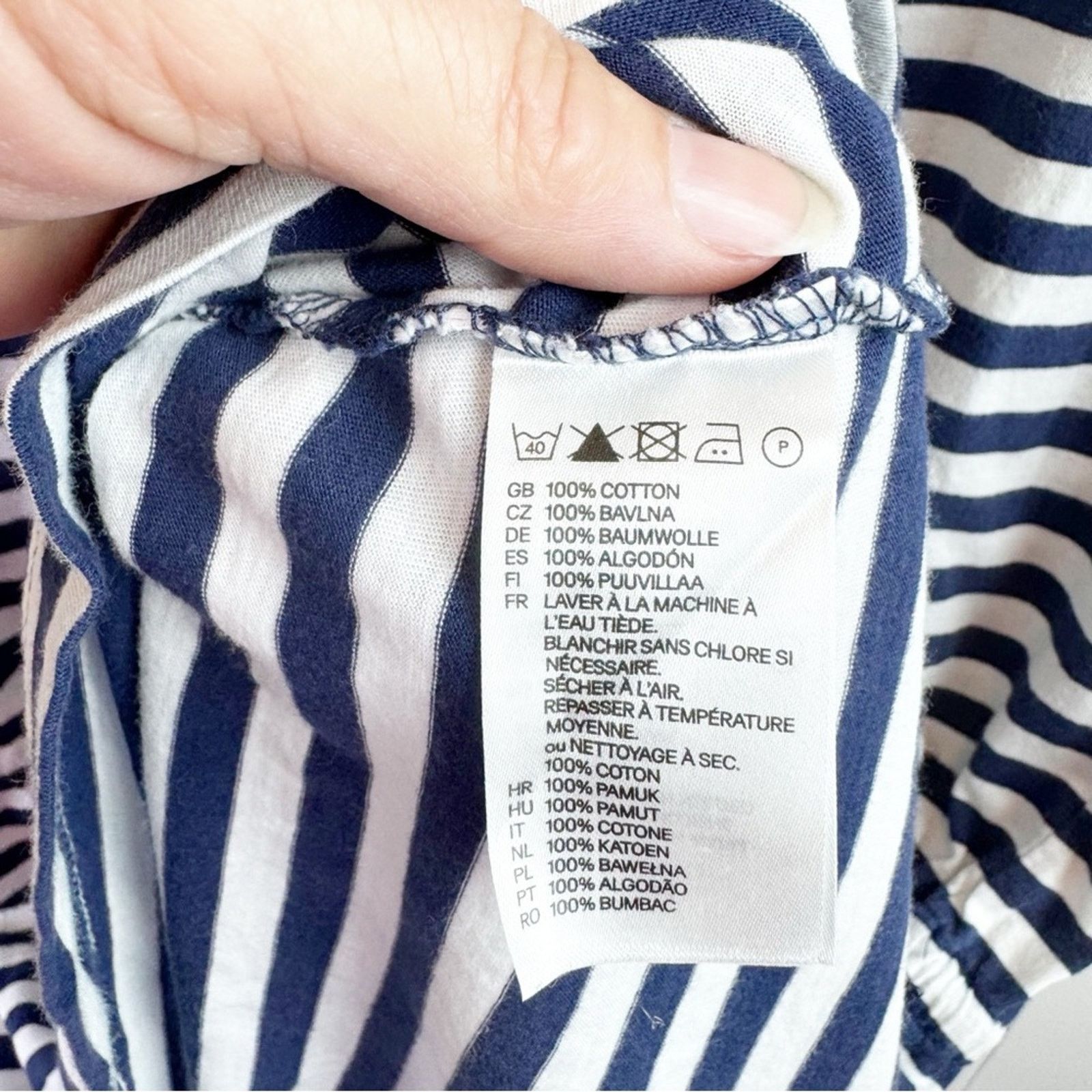 H&M H&M Basic Navy & White Striped Popover Dress Women Size Med Size M / US 6-8 / IT 42-44 - 5 Thumbnail