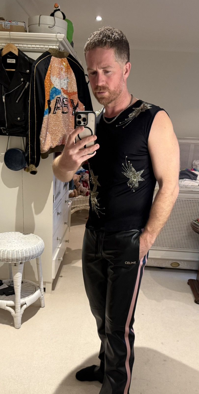 Saint Laurent Paris SS15 Saint Laurent Hedi Slimane starburst silk tank shirt M Size US M / EU 48-50 / 2 - 5 Thumbnail