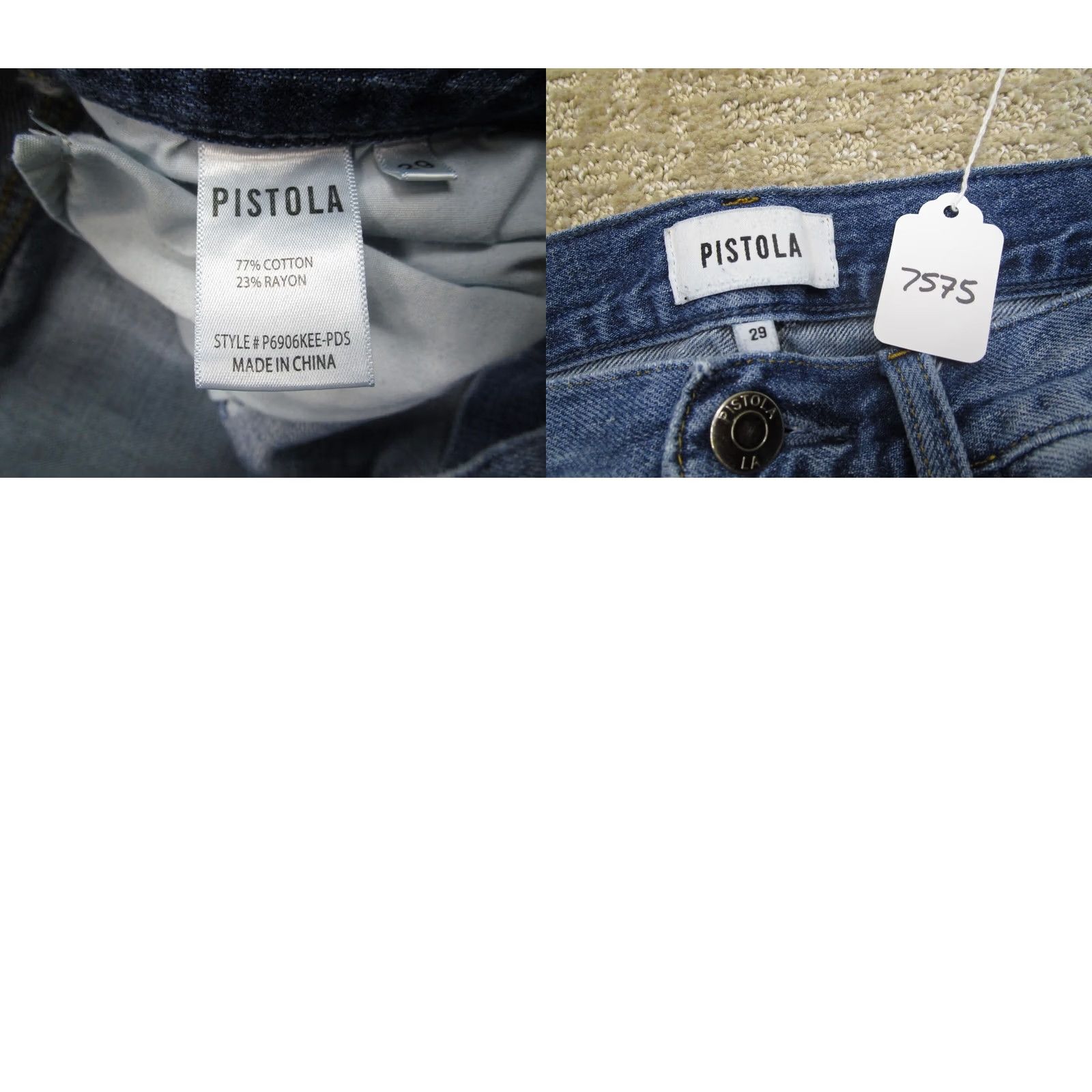 Pistola Pistola Jeans Women 29 Blue High Rise Straight Button Fly Pants Distressed Denim Jeans Size 29" - 8 Thumbnail