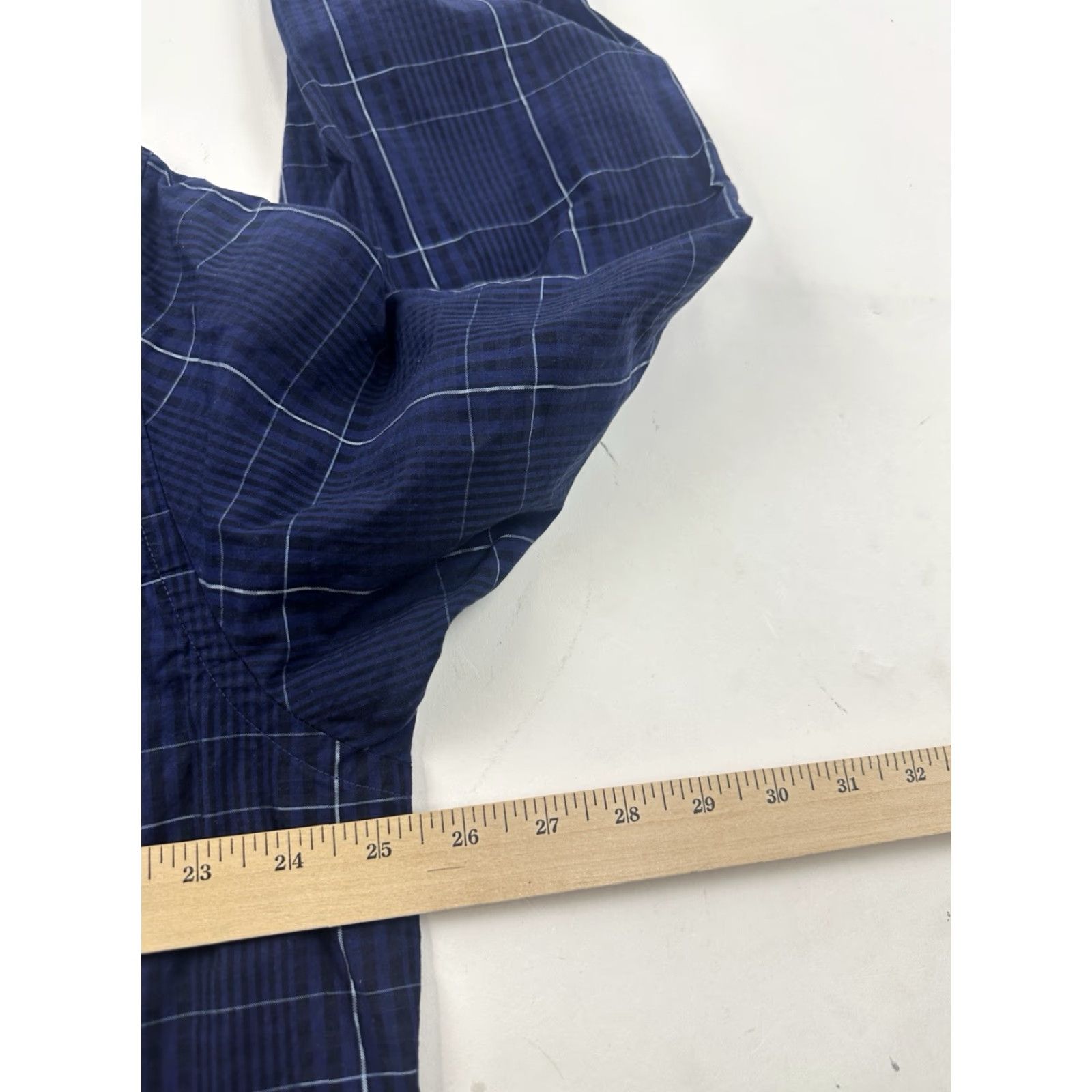 Tasso Elba Tasso Elba Shirt Mens XL 17-17.5 Long Sleeve Blue Plaid Button-Up Dress Shirt Mens Size 46R - 7 Thumbnail