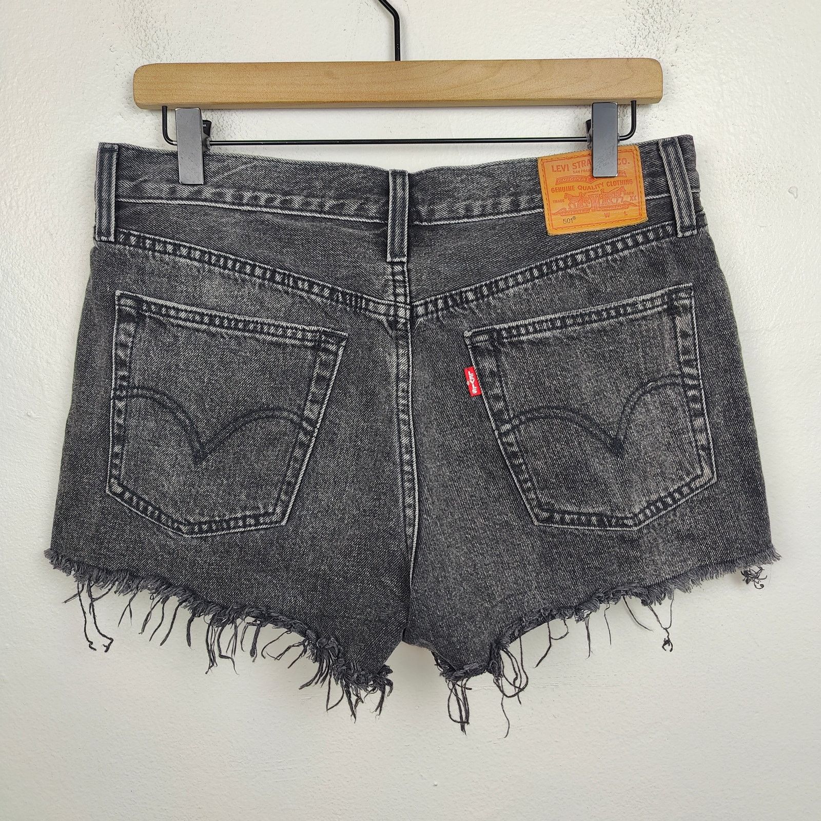 Levi's Levis 501 Original Shorts Womens 29 Trashed Black Distressed Size 29" - 5 Thumbnail