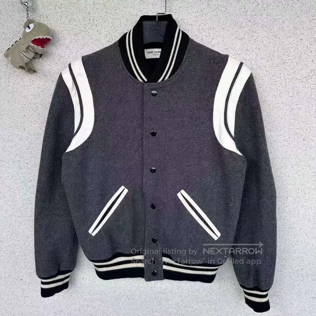 Saint Laurent Paris Saint Laurent Gray Varsity Jacket. Size US S / EU 44-46 / 1 - 1 Thumbnail