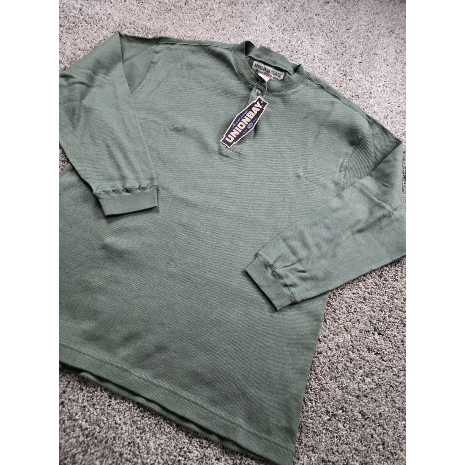 Vintage VINTAGE UNIONBAY Henley Shirt XL Mens Green Long Sleeve Pullover Cotton 90s NWT Size US XL / EU 56 / 4 - 2 Thumbnail