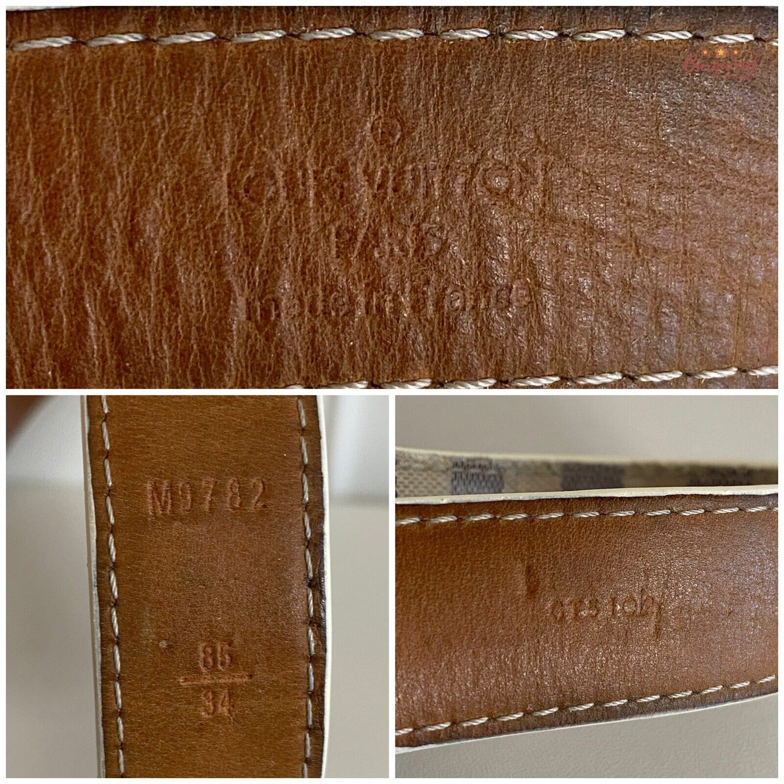 Louis Vuitton Louis Vuitton Damier Azur Leather Gold Butterfly Buckle Belt Size 30 - 4 Thumbnail