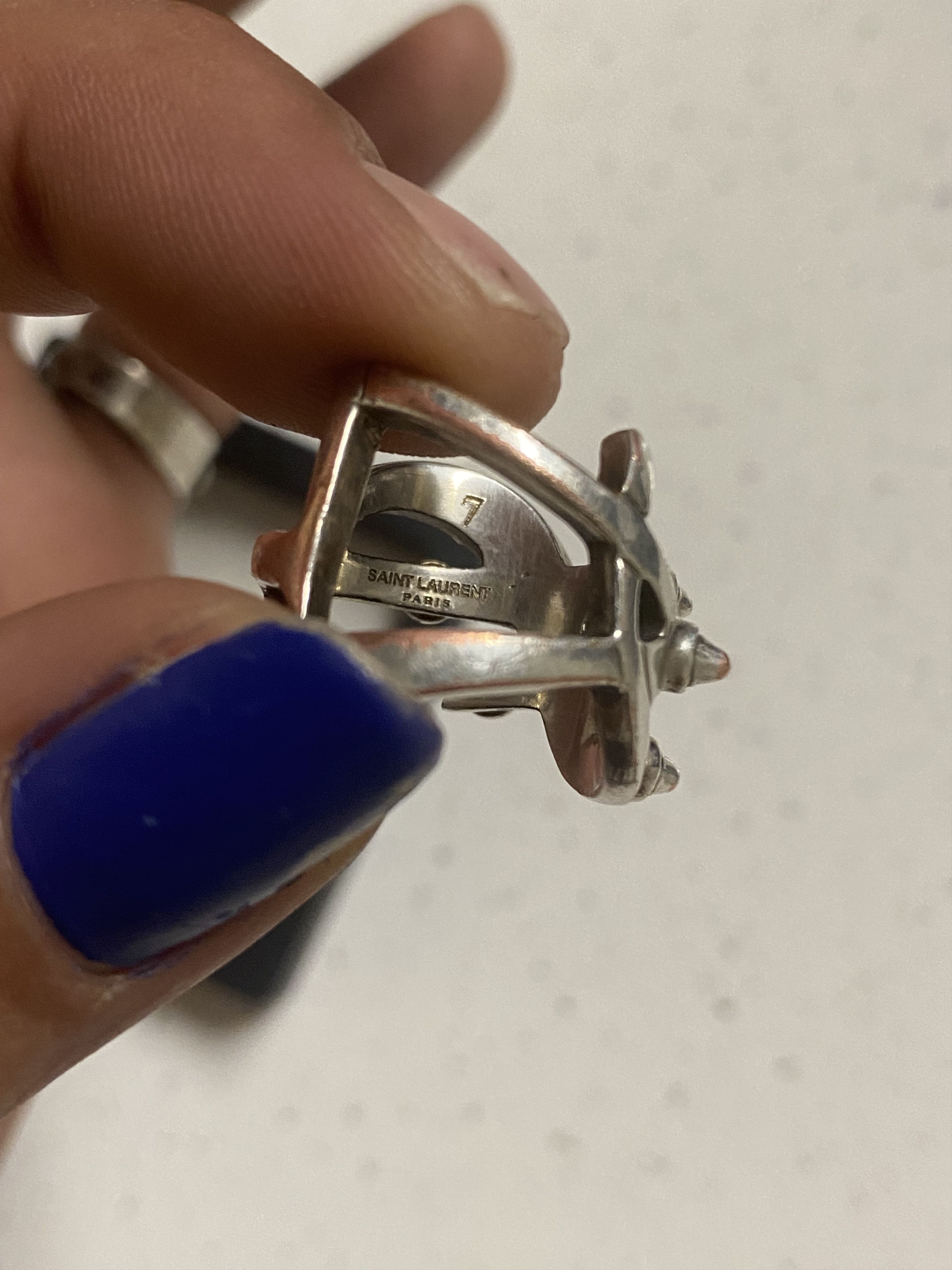 Yves Saint Laurent 2010’ (Rare) Saint Laurent Silver Geometric Spike Ring Size ONE SIZE - 11 Thumbnail