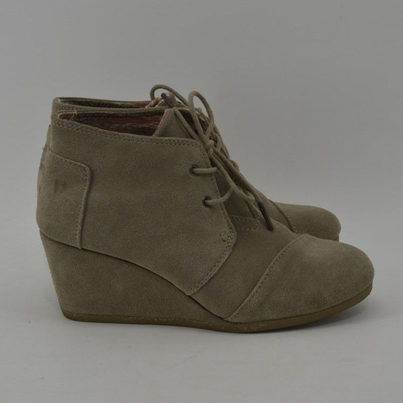Toms Women’s Taupe Suede Wedge Booties Lace-Up Ankle Boots Size 8 Size US 8 / IT 38 - 5 Thumbnail