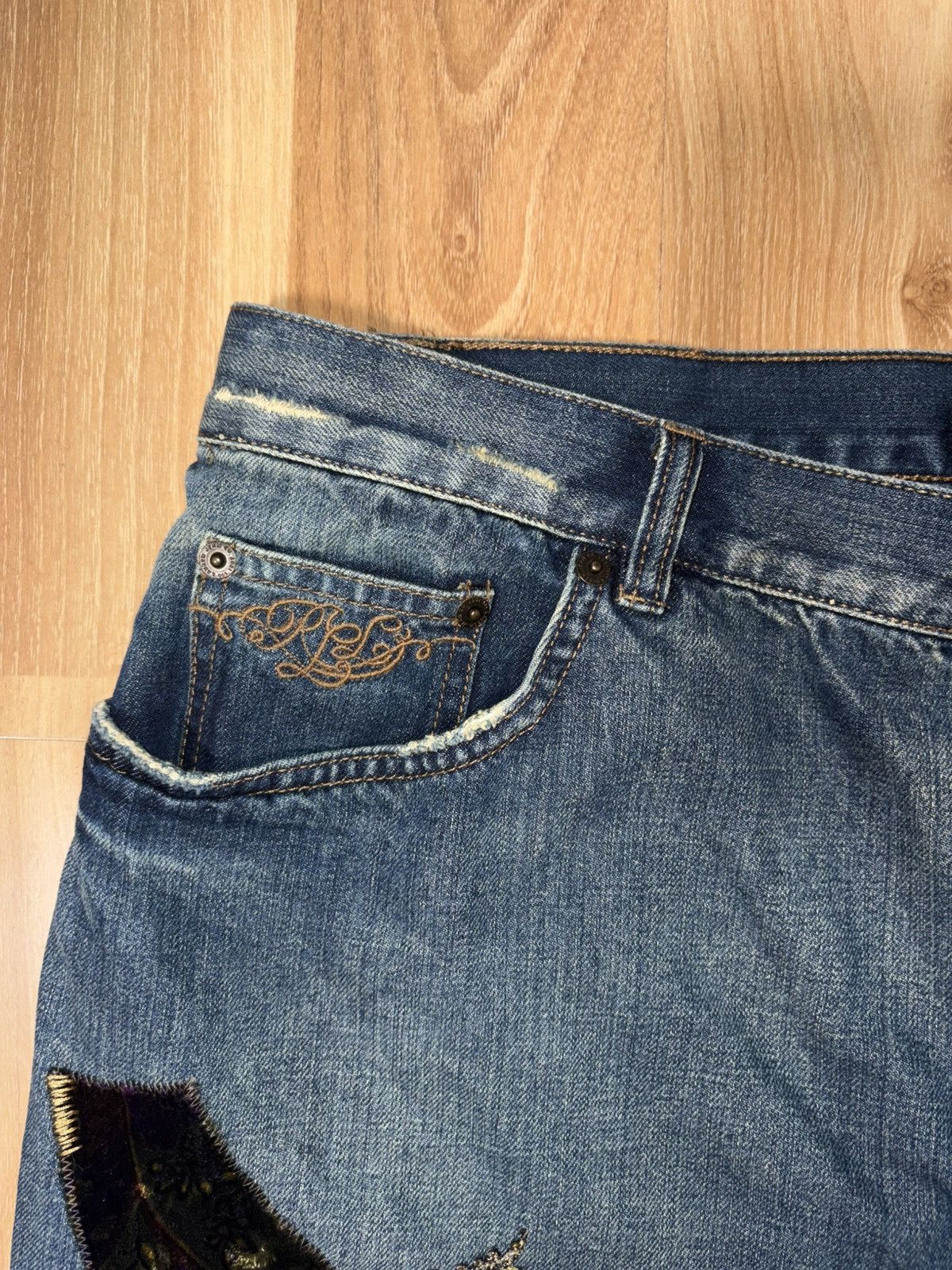 Lauren Ralph Lauren Vintage Lauren Ralph Lauren Patchwork& Embroidered Denim 16W Size 38" / US 16 / IT 52 - 8 Thumbnail