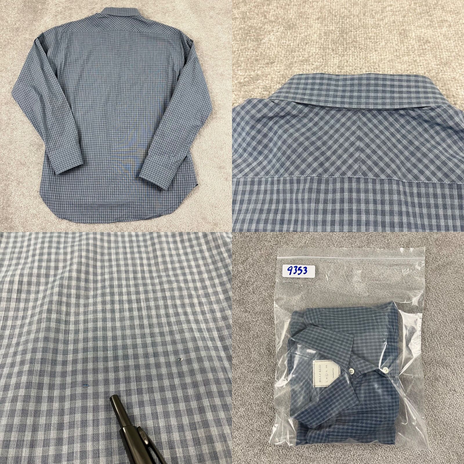 Billy Reid Billy Reid Shirt Mens Large Blue Gray Check Button-Up Long Sleeve Cotton Size US L / EU 52-54 / 3 - 8 Thumbnail