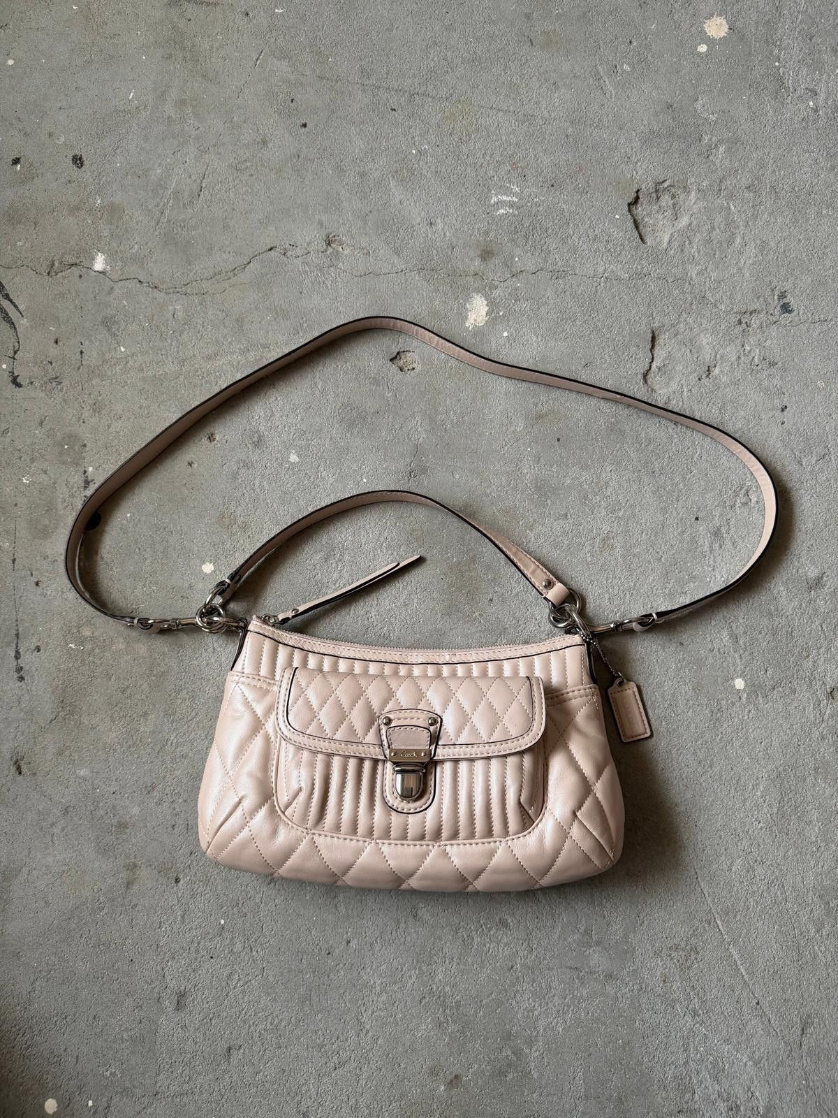 Coach Coach 2Way Leather Quilted Shoulder Bag Cream Size ONE SIZE - 1 Thumbnail