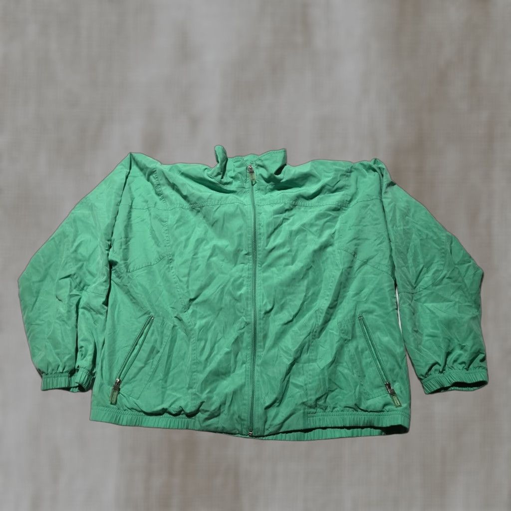 Vintage Koret Solid Green Zip Up Glam Jacket Coat Adult Women's XL Green Rocker Jacket Size XL / US 12-14 / IT 48-50 - 1 Thumbnail