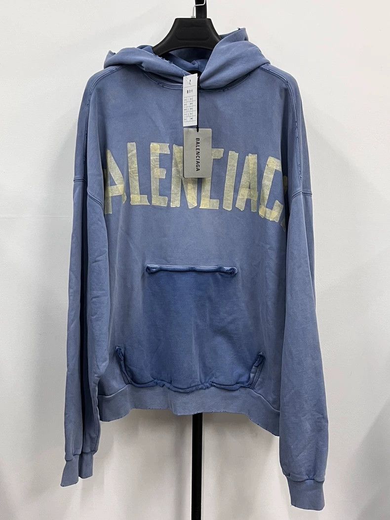 Balenciaga Balenciaga SS24 Ripped Letter Print Hooded Sweatshirt 2505- Size US S / EU 44-46 / 1 - 1 Thumbnail