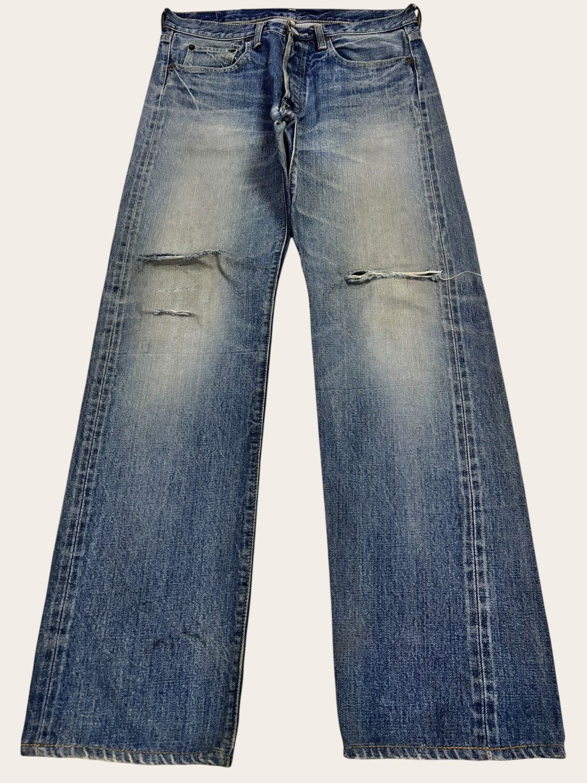 Denime 80s Japan Denime Selvedge Distress Jeans Size US 31 - 2 Thumbnail