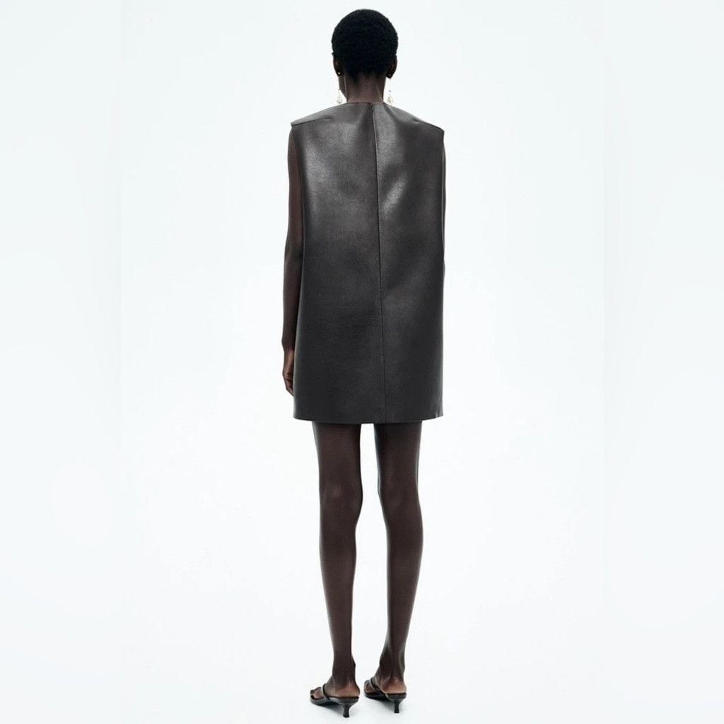 H&M NEW H&M Collection Brown Faux Leather Braided Dress Size S Size S / US 4 / IT 40 - 4 Thumbnail