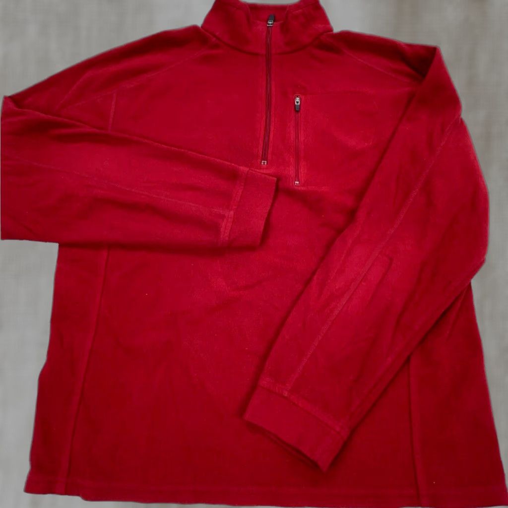 Vintage LL Bean Sweater Men M Red Fleece Pullover 1/4 Zip Cardigan Knit Long Sleeve Logo Pocket Casual Outdoor Classic M Size US M / EU 48-50 / 2 - 1 Thumbnail