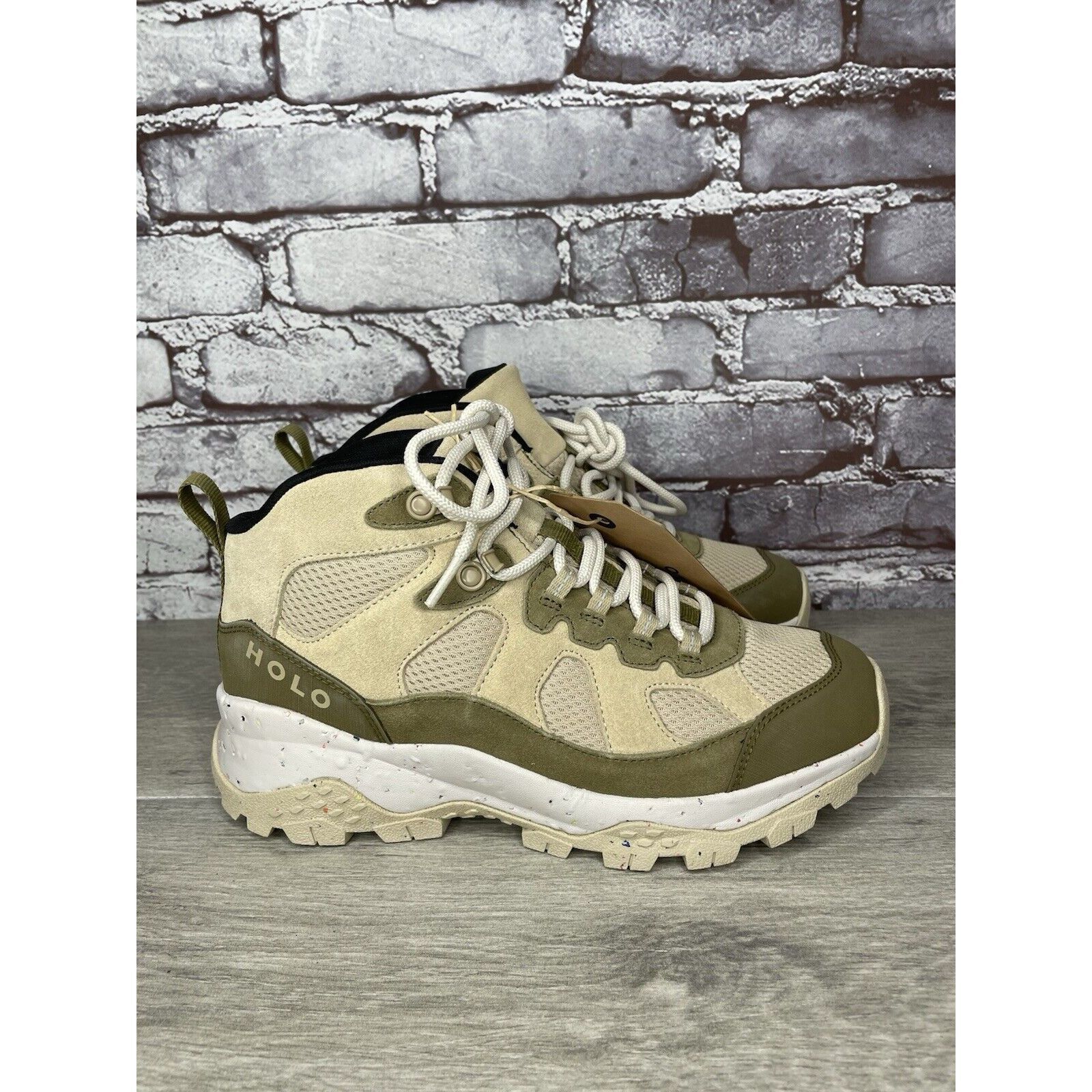 Halo Holo Footwear Troy Eco Leather Mid WP Hiking Boots Khaki Wom Size US 9 / IT 39 - 3 Thumbnail