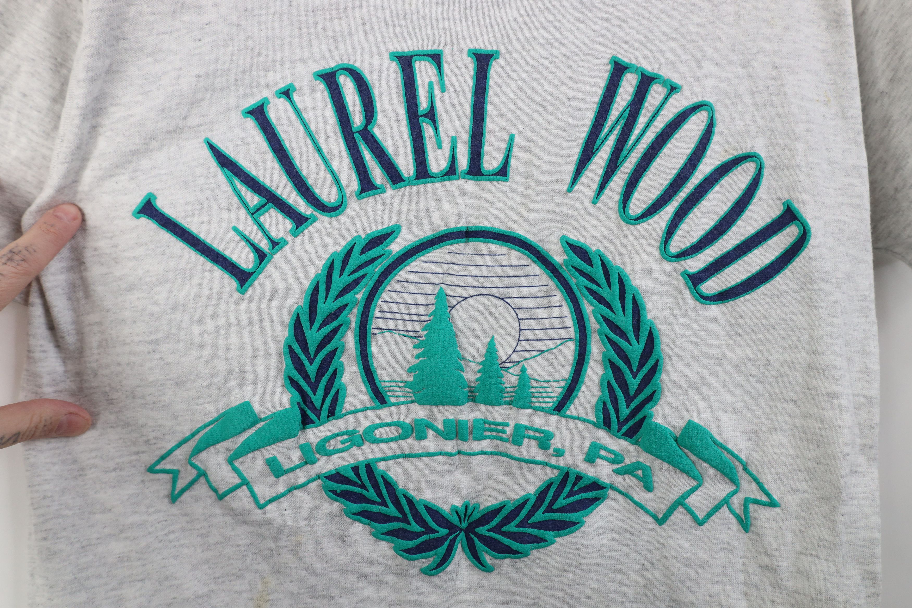 Vintage Vintage 90s Puff Paint Laurel Wood Pennsylvania T-Shirt USA Size M / US 6-8 / IT 42-44 - 4 Thumbnail