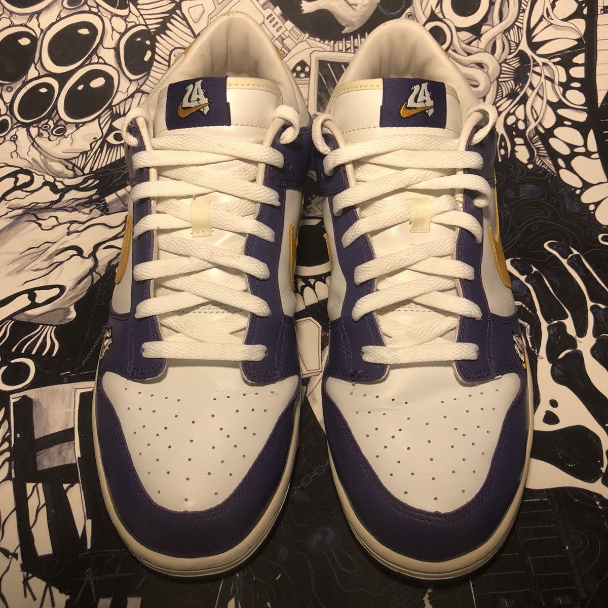 Nike × Vintage RARE 2004 Nike Dunk Low LA Los Angeles Court Purple Kobe Size US 13 / EU 46 - 2 Thumbnail