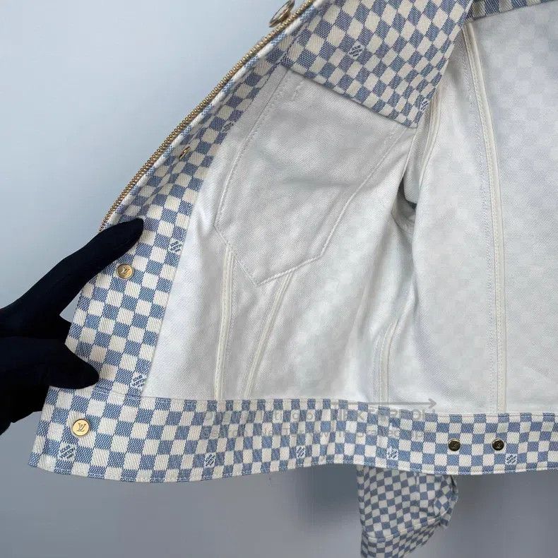 Louis Vuitton Louis Vuitton Light blue and white checkerboard leather ja Size XXS / US 00 / IT 34 - 4 Thumbnail