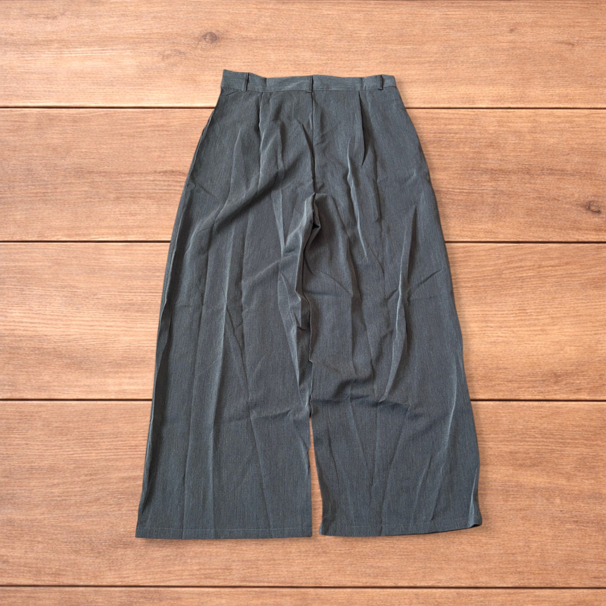 Japanese Brand Vintage style baggy wide leg tailored trousers in mid grey. Size US 34 / EU 50 - 2 Thumbnail