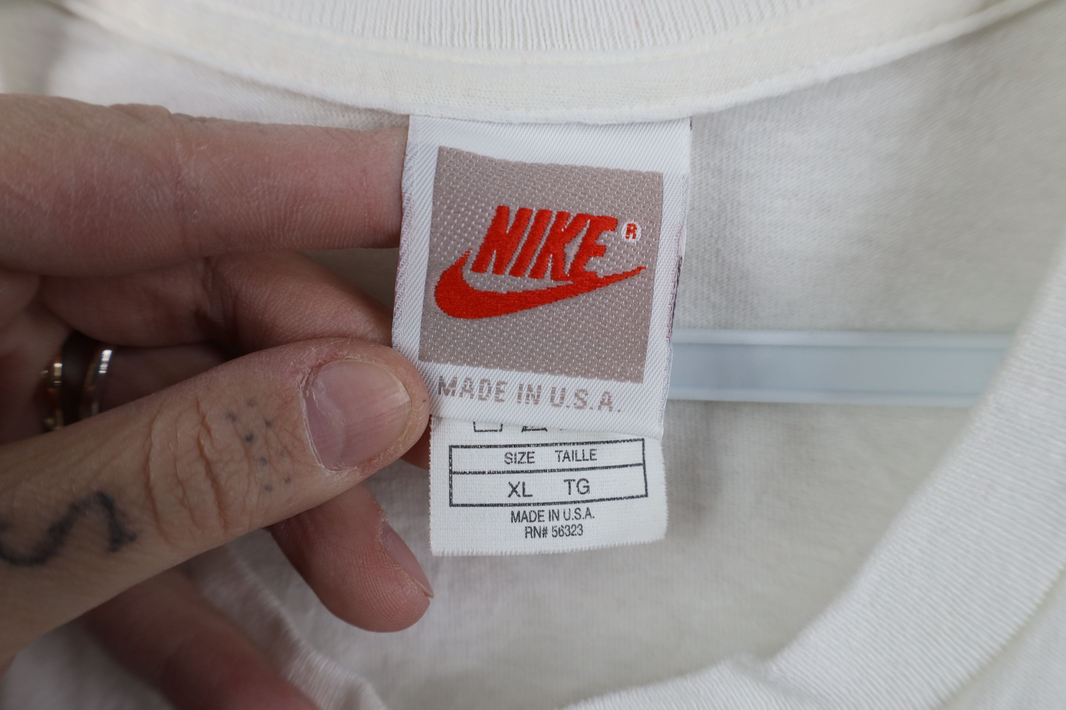 Nike Vintage 90s Nike Abstract Spell Out T-Shirt White USA Size US XL / EU 56 / 4 - 10 Thumbnail