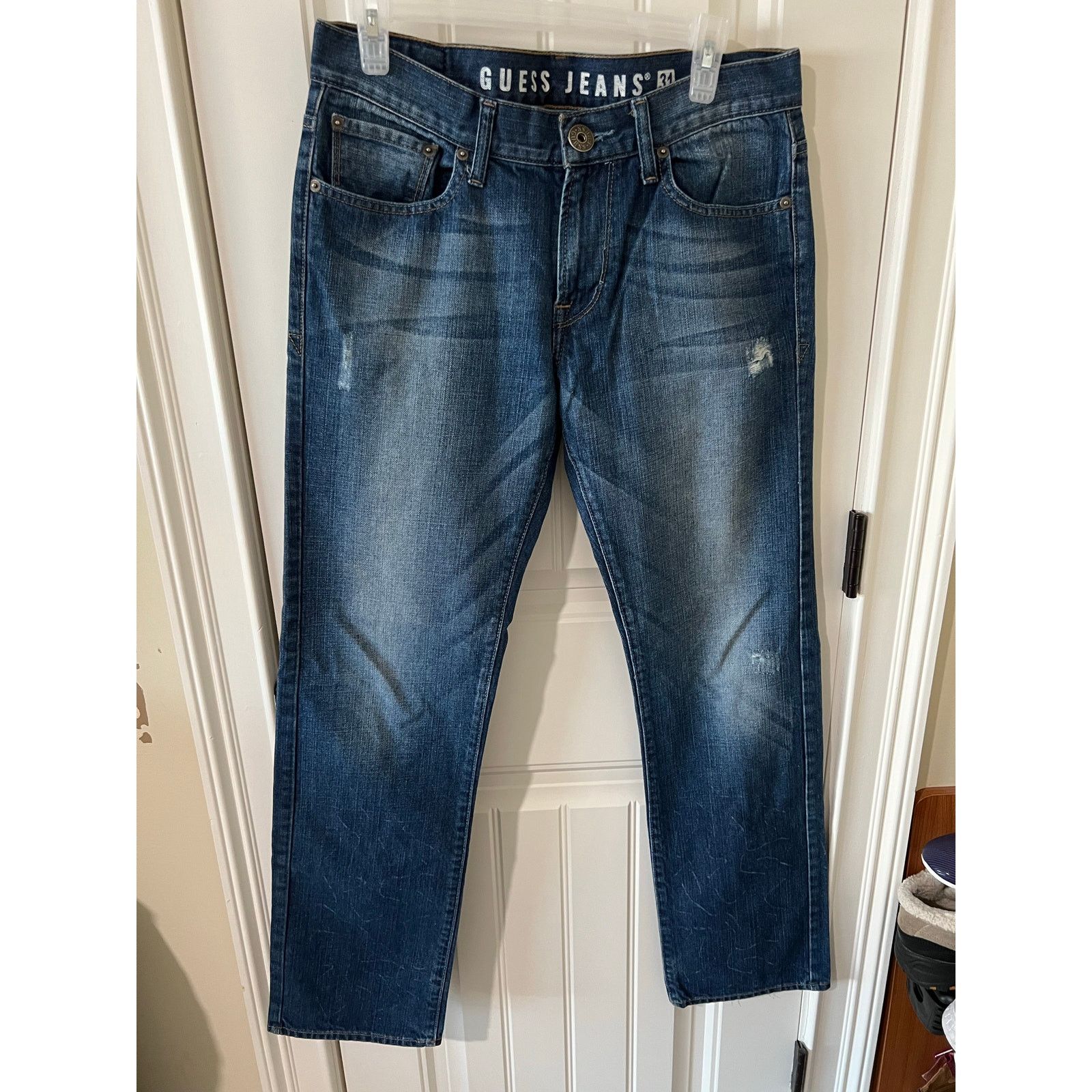 Guess Mens Jeans 31 x 32 Lincoln Slim Straight Leg Faded Whiskered Size US 31 - 3 Thumbnail
