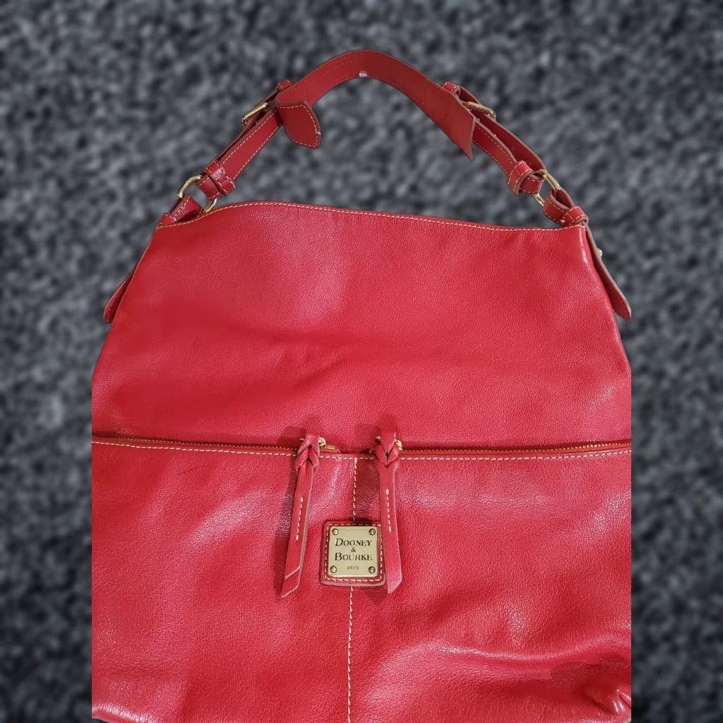 Dooney & Bourke VINTAGE Dooney & Bourke Signature Florentine Shoulder Handbag-Pebbled Leather Finish-Red Size ONE SIZE - 1 Thumbnail
