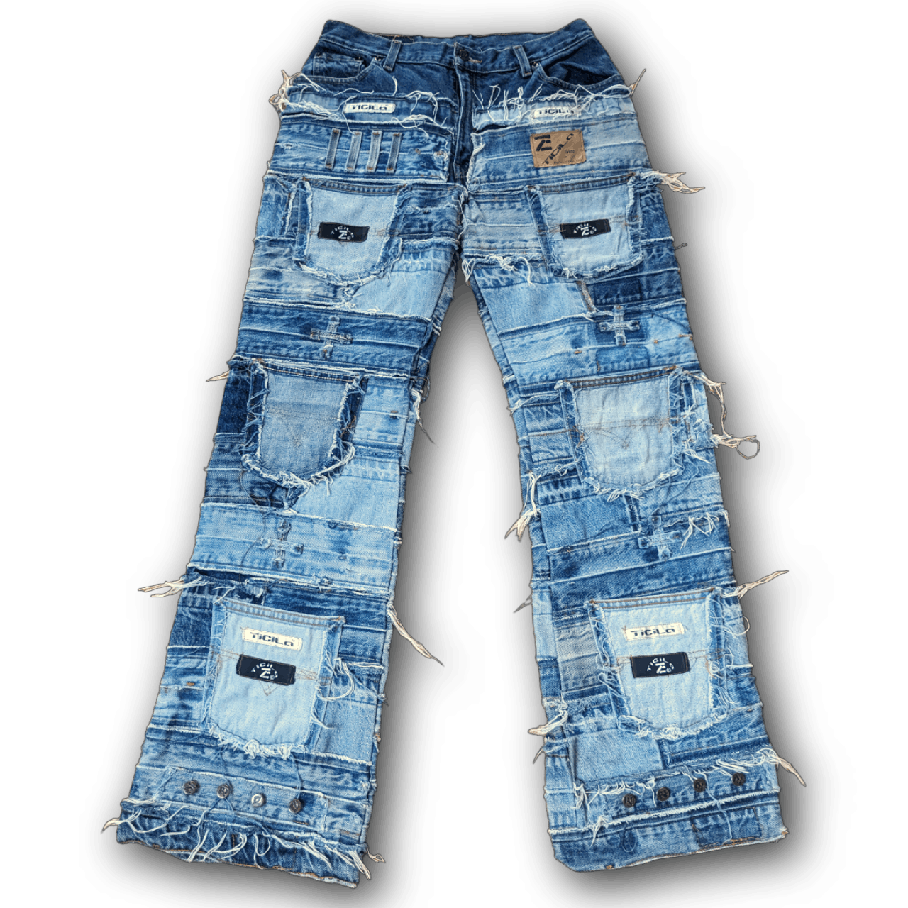 Distressed Denim TICILA SEVEN STAR ROCKER JEANS 31 x 32 PATCHWORK | Grailed