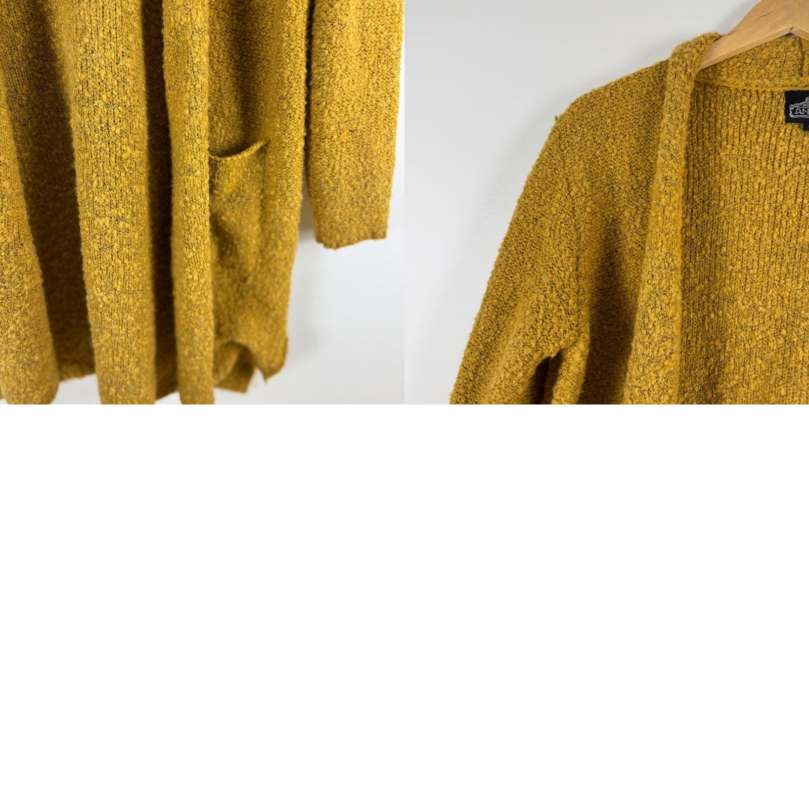 Vintage Angie Cardigan Sweater Open Front M Wool Blend Mustard Yellow Knit Size M / US 6-8 / IT 42-44 - 9 Thumbnail