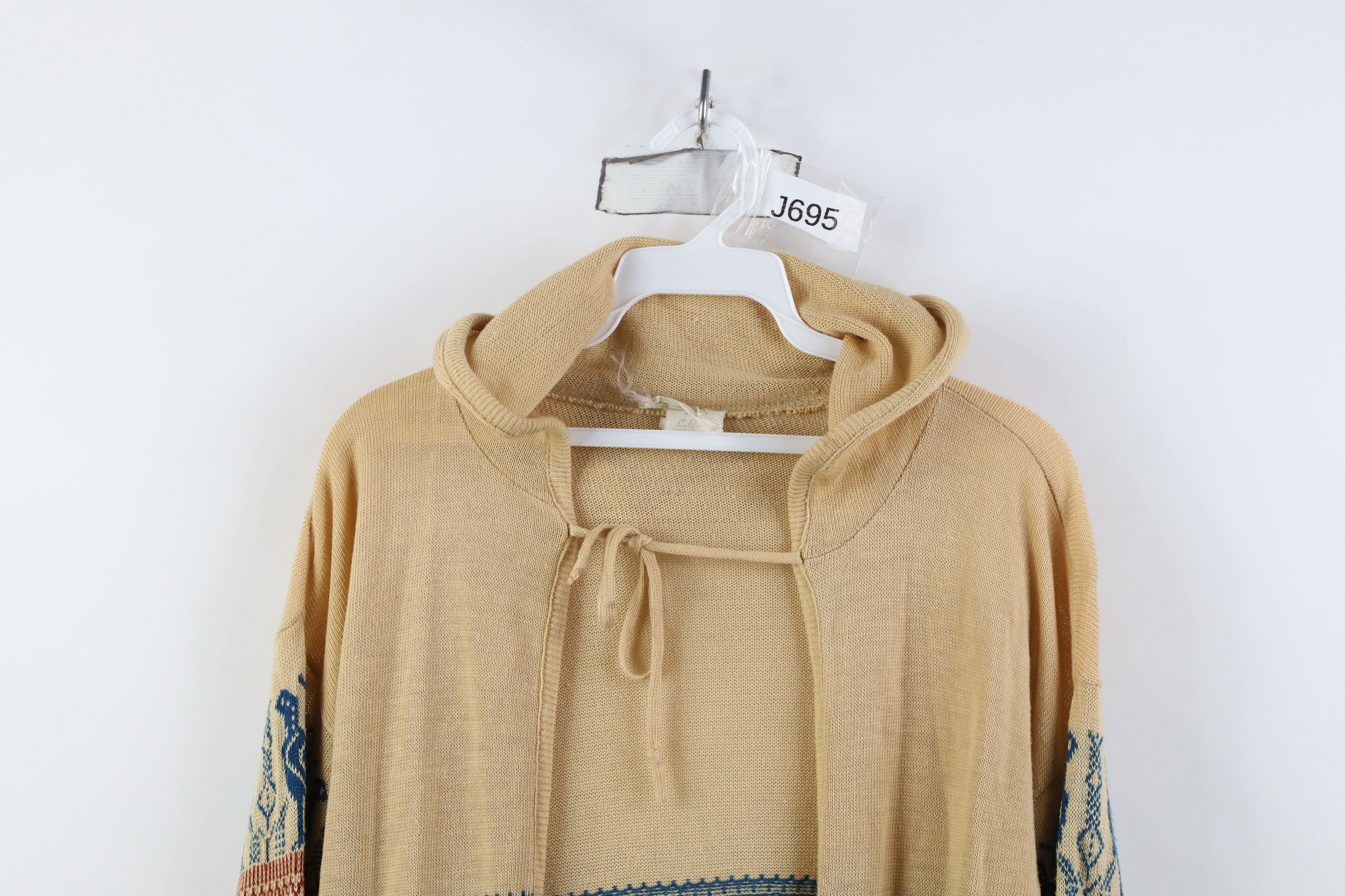 Vintage Vintage 60s 70s Boho Chic Knit Hooded Hoodie Sweater USA Size M / US 6-8 / IT 42-44 - 2 Thumbnail