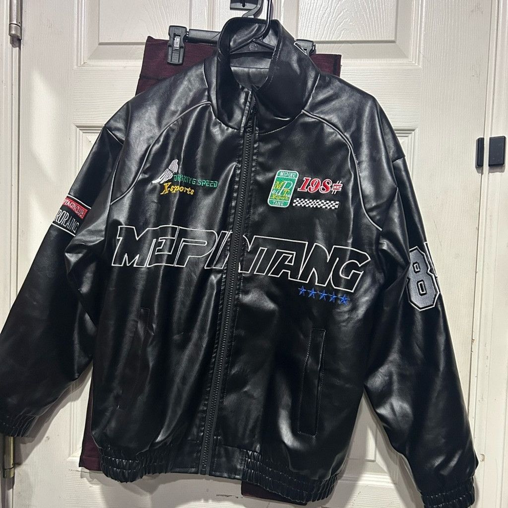 The Unbranded Brand Leather Black Racing Style Men's Jacket Size US M / EU 48-50 / 2 - 3 Thumbnail