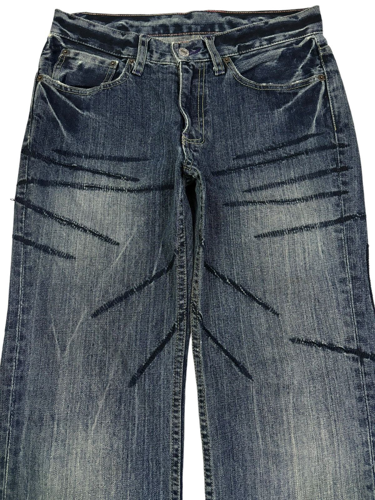 Number (N)ine Vintage Takeo Kikuchi Stitched Clawmark Loose Straight Jeans Size US 31 - 3 Thumbnail
