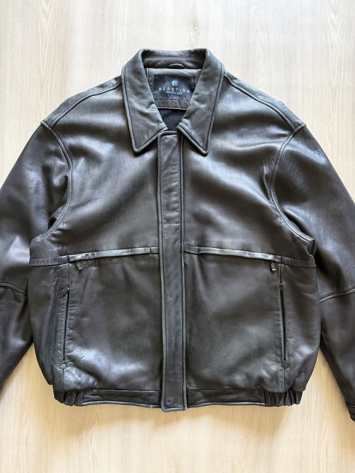 Kenneth Cole Vintage Kenneth Cole Reaction Classic Leather Bomber Sz M Size US M / EU 48-50 / 2 - 2 Thumbnail
