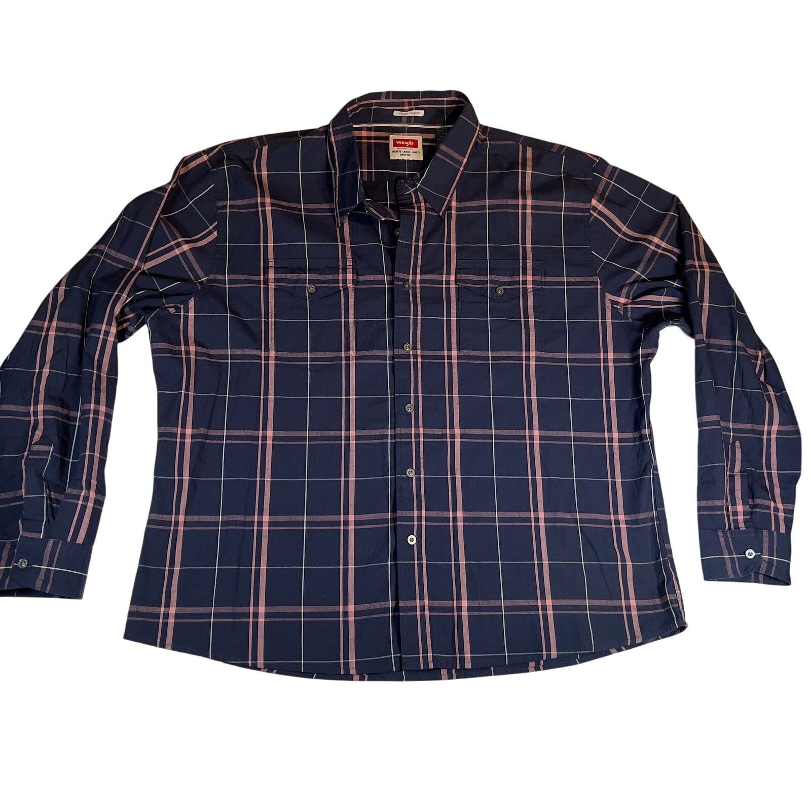 Wrangler Wrangler Flex for Comfort Button Down Shirt Men 3XL Blue Size US XXL / EU 58 / 5 - 1 Thumbnail
