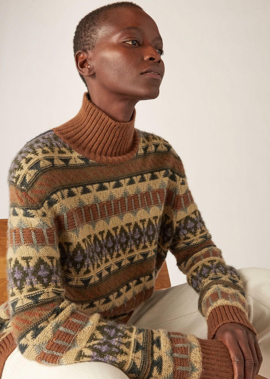Loro Piana o1srvl11e0125 Cashmere Jacquard Turtleneck Sweater Size S / US 4 / IT 40 - 2 Thumbnail