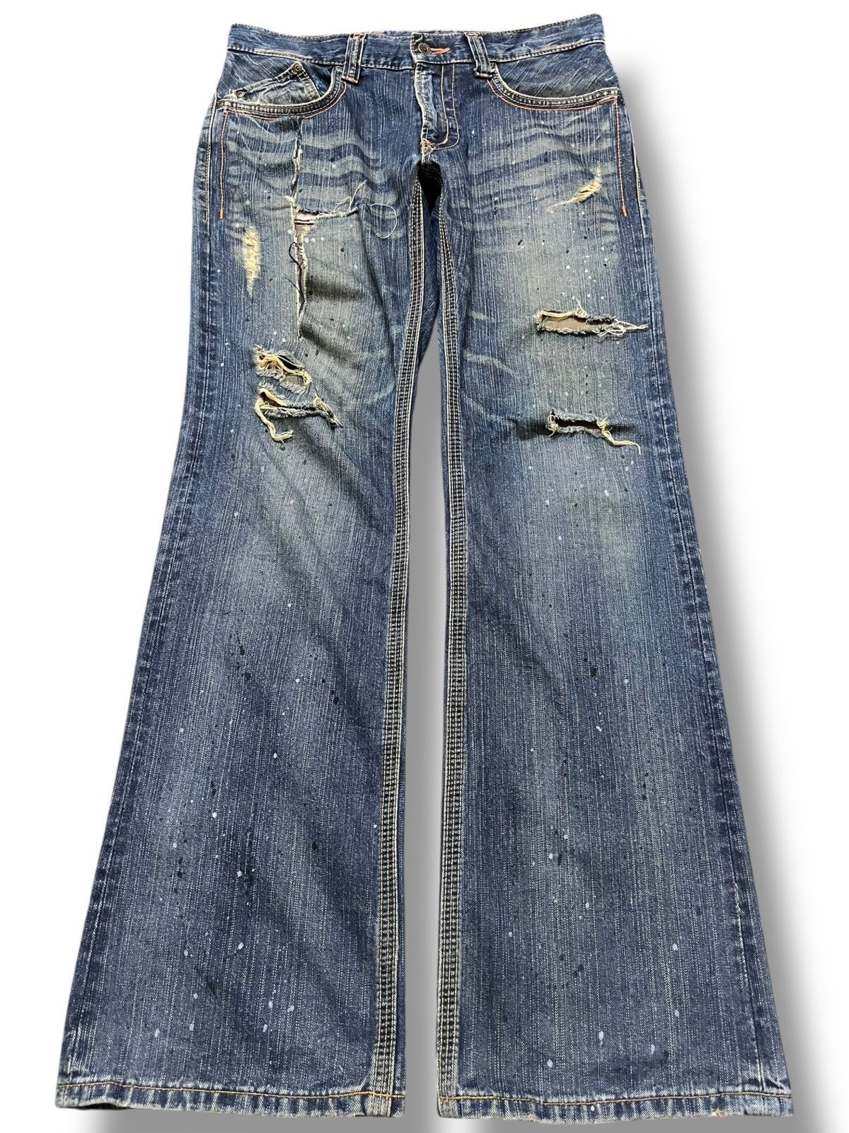 Edwin Vintage Edwin XV-S Flare Ripped Distressed Denim Size US 33 - 1 Thumbnail