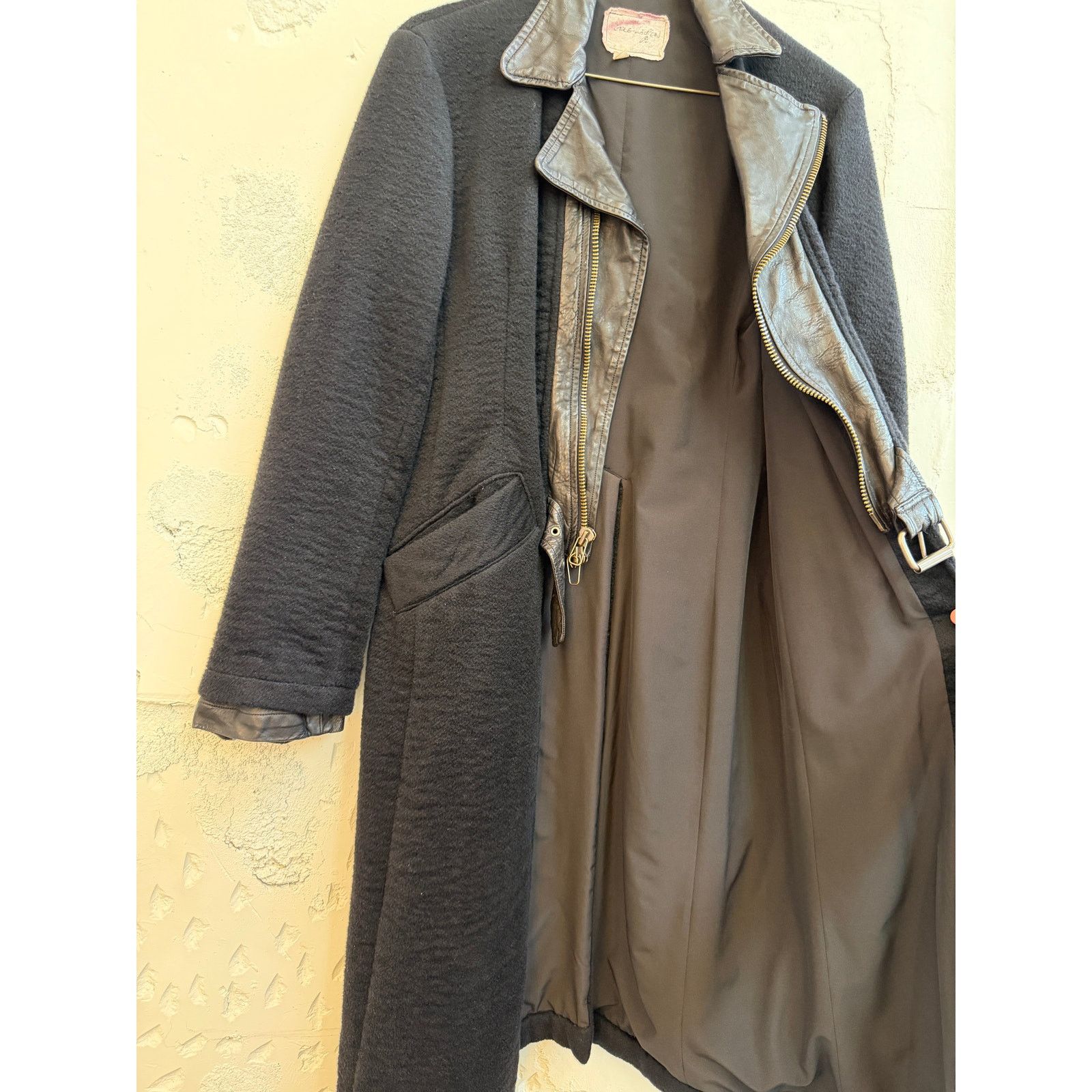 Greg Lauren Greg Lauren SAMPLE Wool Leather Brando Trench Coat Size US L / EU 52-54 / 3 - 3 Thumbnail