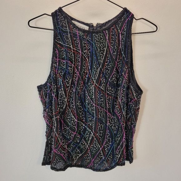 Holt Renfrew Holt Renfrew Vintage Beaded Black 100% Silk Top - Size L Size L / US 10 / IT 46 - 1 Thumbnail